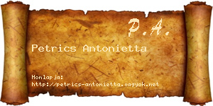 Petrics Antonietta névjegykártya